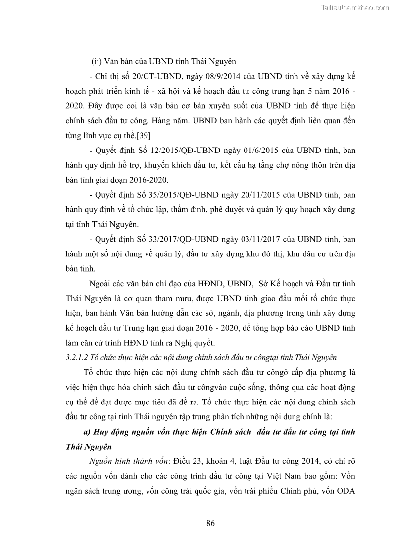 Luận án tiến sĩ chính sách công Chính sách đầu tư công từ thực tiễn tỉnh Thái Nguyên - 8 Trang 95