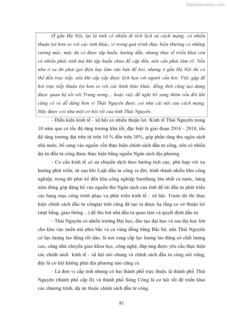 Luận án tiến sĩ chính sách công Chính sách đầu tư công từ thực tiễn tỉnh Thái Nguyên - 8 Trang 90