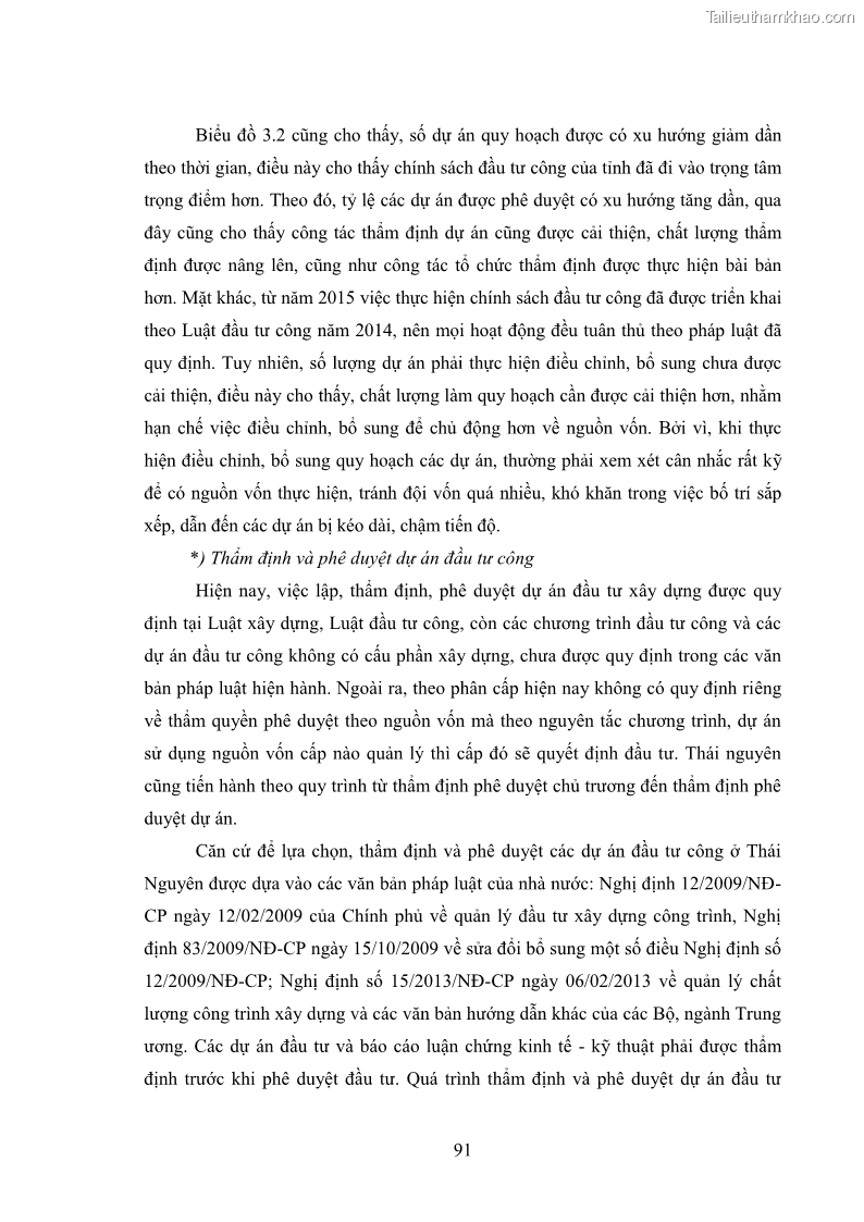 Luận án tiến sĩ chính sách công Chính sách đầu tư công từ thực tiễn tỉnh Thái Nguyên - 9 Trang 100