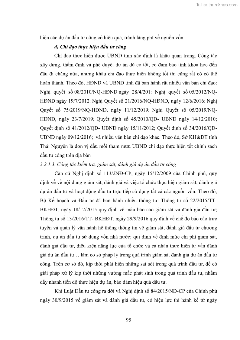 Luận án tiến sĩ chính sách công Chính sách đầu tư công từ thực tiễn tỉnh Thái Nguyên - 9 Trang 104