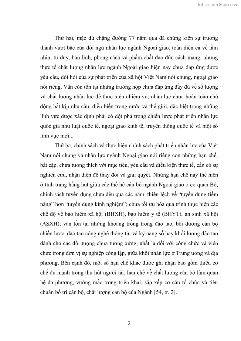 Luận án tiến sĩ chính sách công Thực hiện chính sách phát triển nhân lực ngành Ngoại giao ở Việt Nam hiện nay - 1 Trang 11