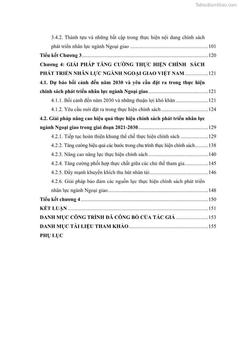 Luận án tiến sĩ chính sách công Thực hiện chính sách phát triển nhân lực ngành Ngoại giao ở Việt Nam hiện nay - 1 Trang 7