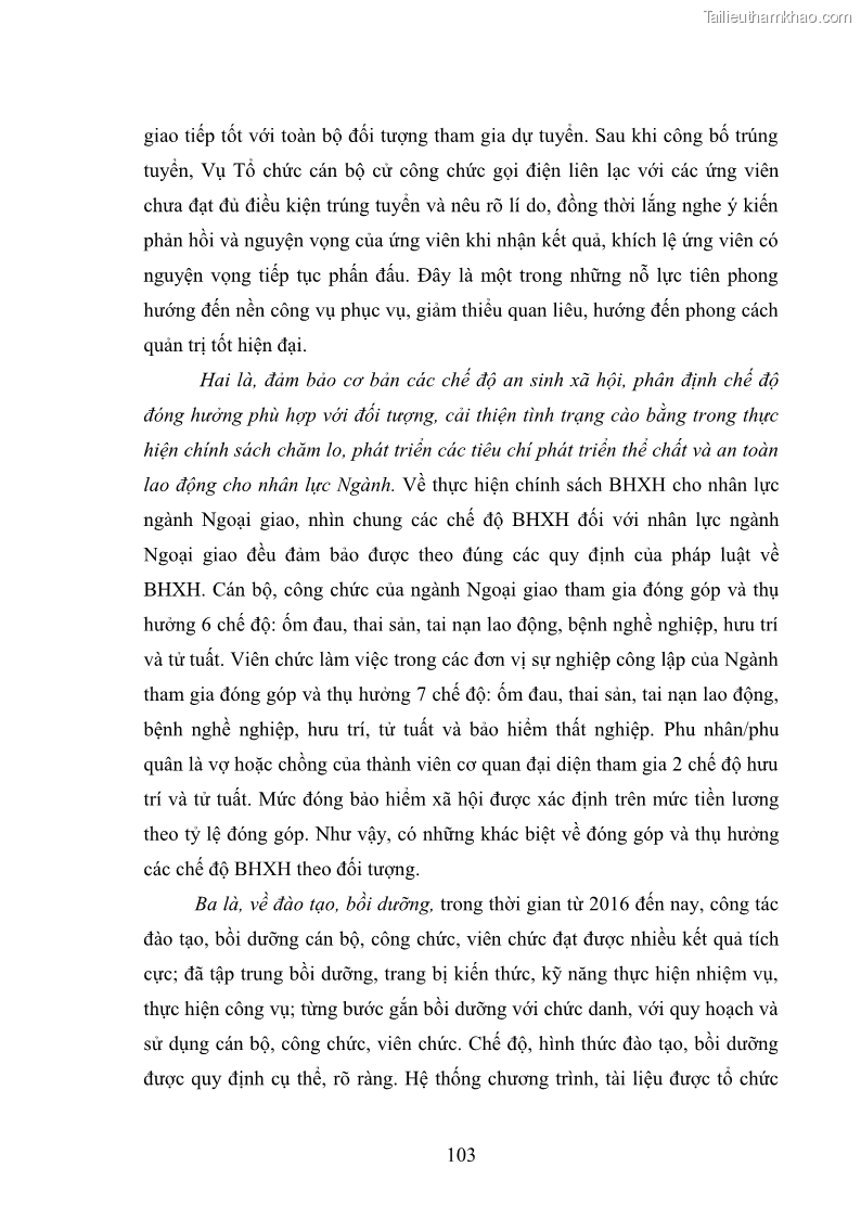 Luận án tiến sĩ chính sách công Thực hiện chính sách phát triển nhân lực ngành Ngoại giao ở Việt Nam hiện nay - 10 Trang 112