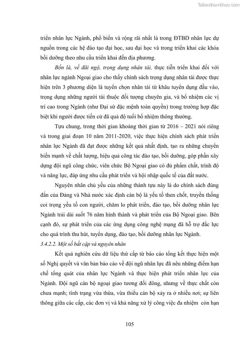Luận án tiến sĩ chính sách công Thực hiện chính sách phát triển nhân lực ngành Ngoại giao ở Việt Nam hiện nay - 10 Trang 114
