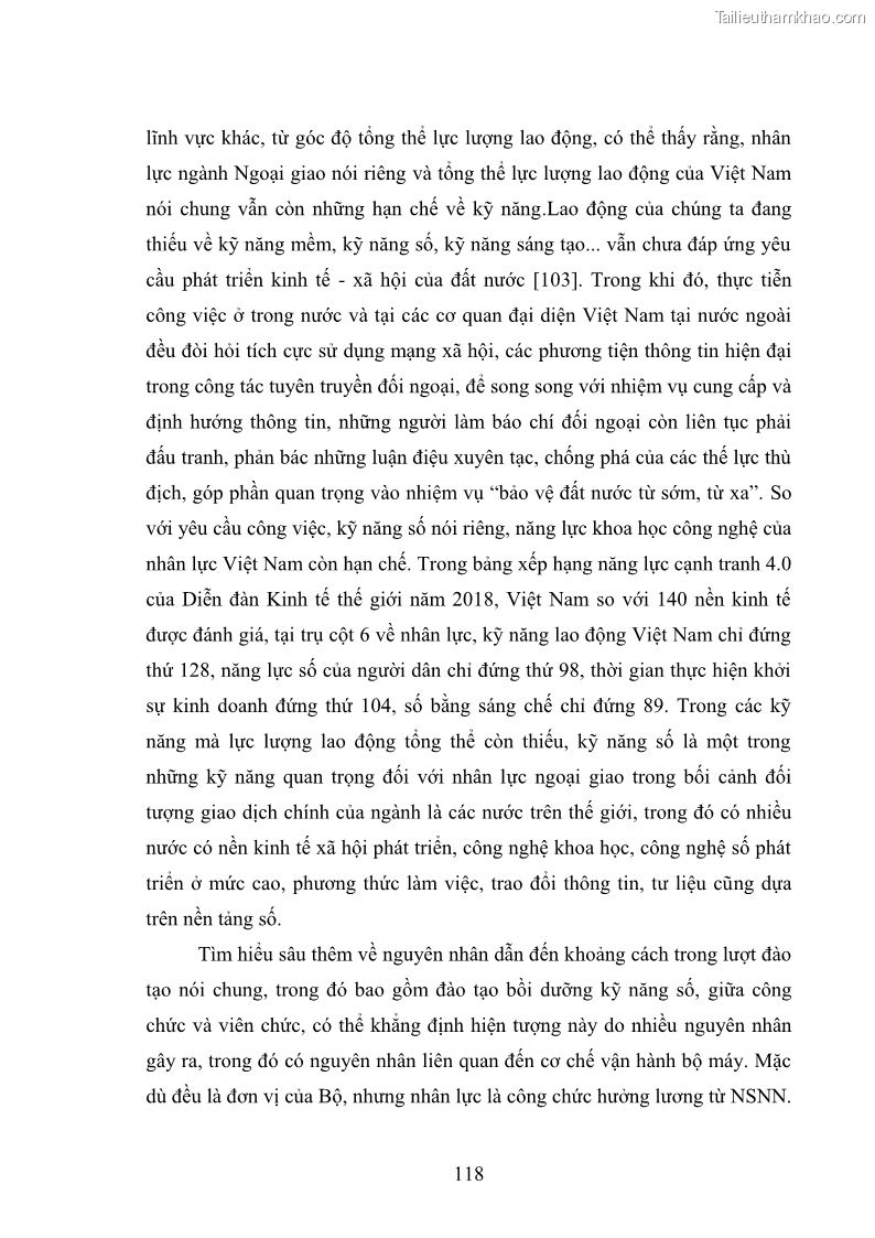 Luận án tiến sĩ chính sách công Thực hiện chính sách phát triển nhân lực ngành Ngoại giao ở Việt Nam hiện nay - 11 Trang 127