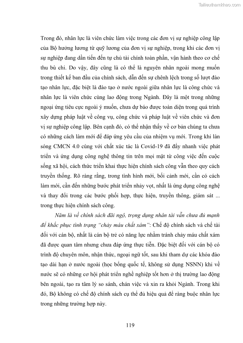 Luận án tiến sĩ chính sách công Thực hiện chính sách phát triển nhân lực ngành Ngoại giao ở Việt Nam hiện nay - 11 Trang 128