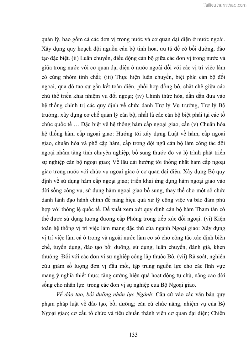 Luận án tiến sĩ chính sách công Thực hiện chính sách phát triển nhân lực ngành Ngoại giao ở Việt Nam hiện nay - 12 Trang 142