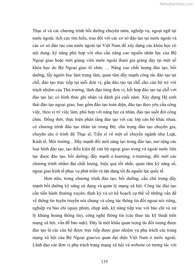 Luận án tiến sĩ chính sách công Thực hiện chính sách phát triển nhân lực ngành Ngoại giao ở Việt Nam hiện nay - 12 Trang 144