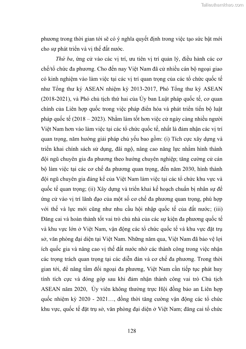 Luận án tiến sĩ chính sách công Thực hiện chính sách phát triển nhân lực ngành Ngoại giao ở Việt Nam hiện nay - 12 Trang 137