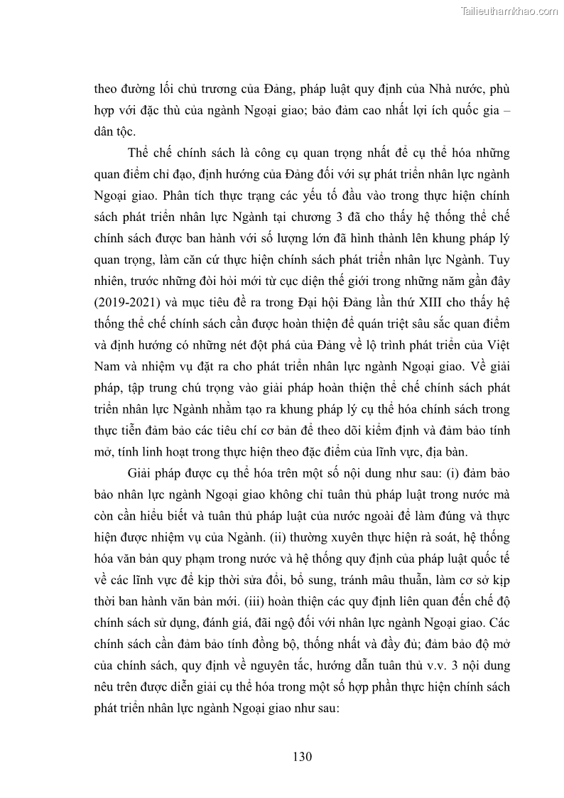 Luận án tiến sĩ chính sách công Thực hiện chính sách phát triển nhân lực ngành Ngoại giao ở Việt Nam hiện nay - 12 Trang 139