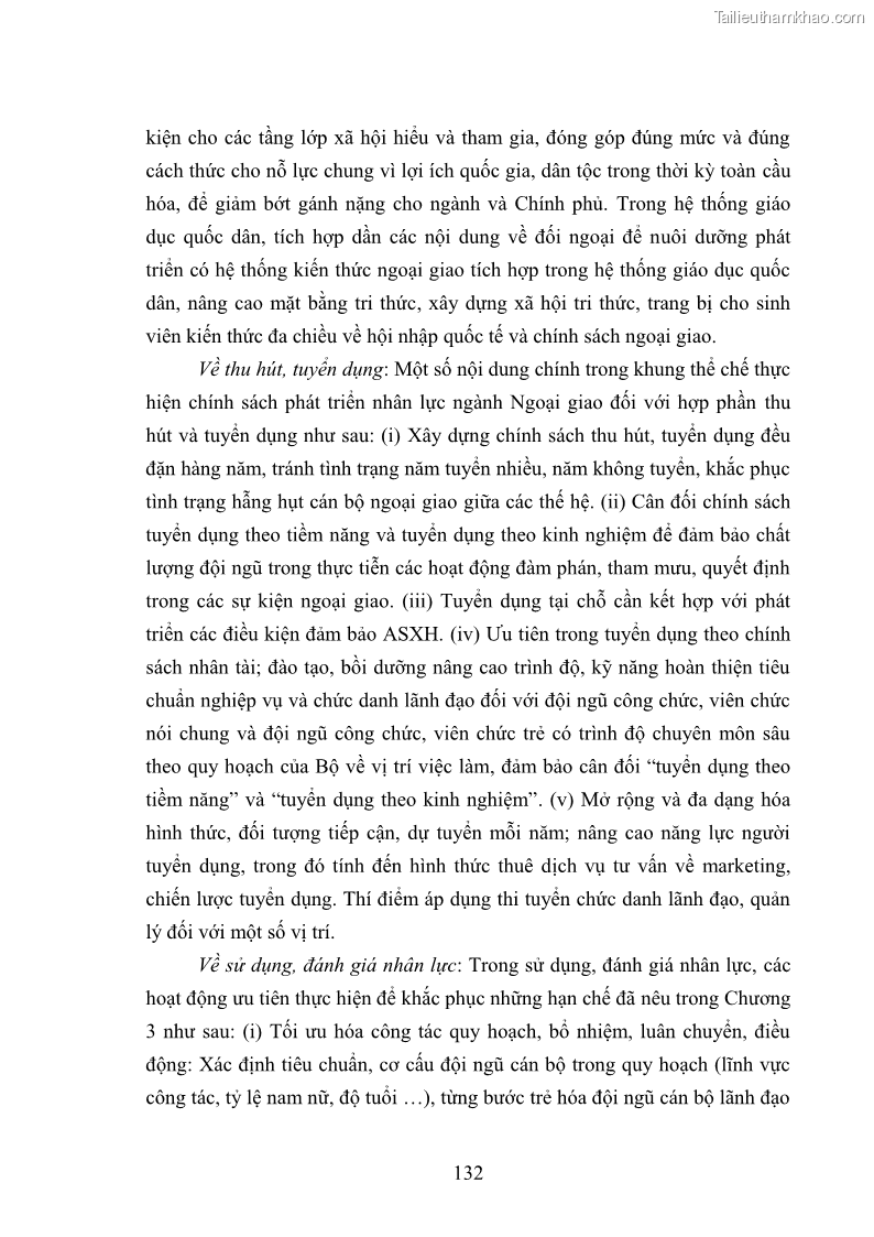 Luận án tiến sĩ chính sách công Thực hiện chính sách phát triển nhân lực ngành Ngoại giao ở Việt Nam hiện nay - 12 Trang 141