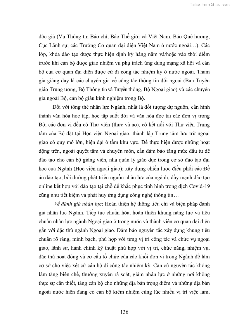 Luận án tiến sĩ chính sách công Thực hiện chính sách phát triển nhân lực ngành Ngoại giao ở Việt Nam hiện nay - 13 Trang 145