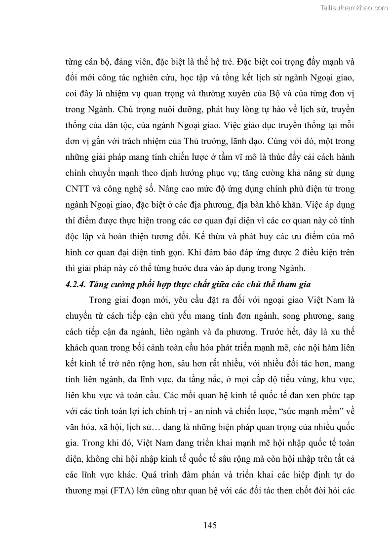 Luận án tiến sĩ chính sách công Thực hiện chính sách phát triển nhân lực ngành Ngoại giao ở Việt Nam hiện nay - 13 Trang 154