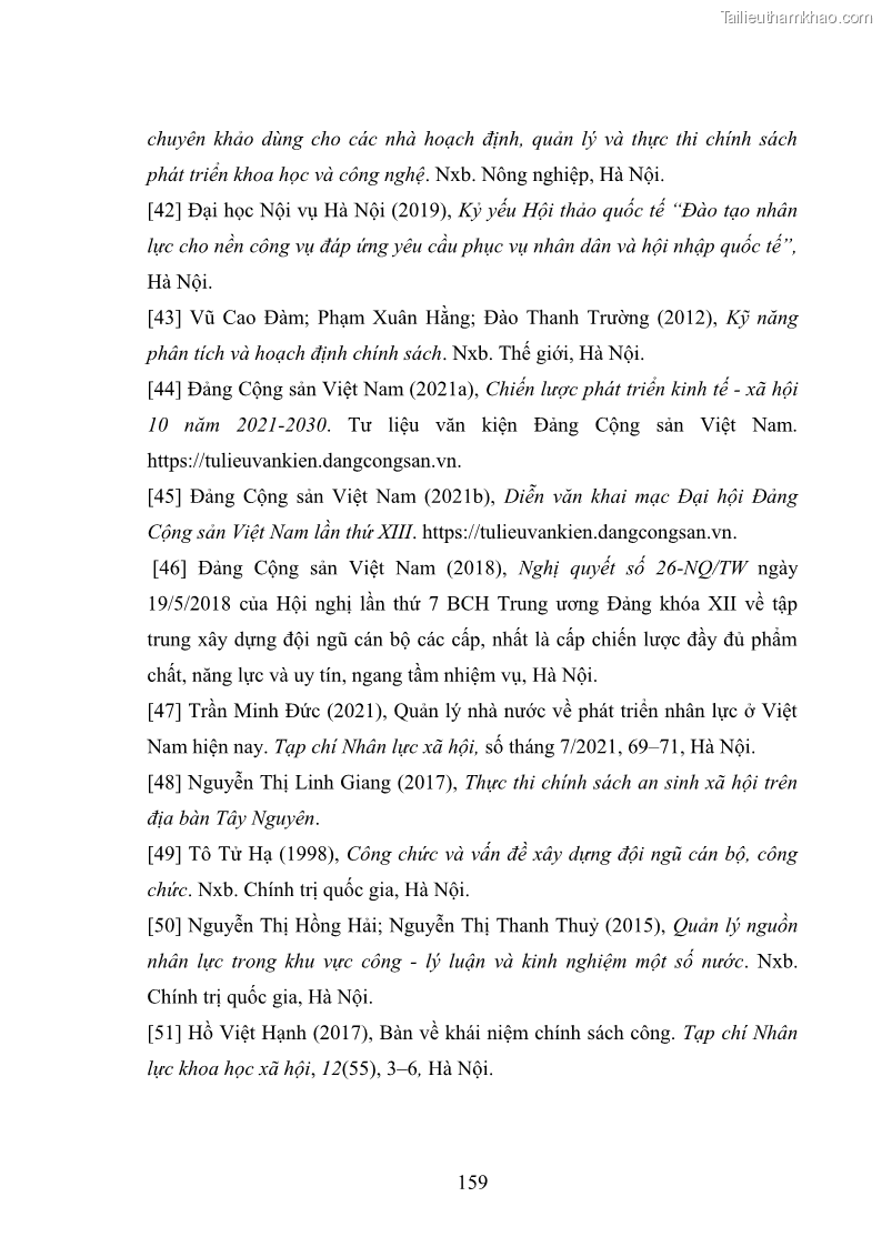 Luận án tiến sĩ chính sách công Thực hiện chính sách phát triển nhân lực ngành Ngoại giao ở Việt Nam hiện nay - 14 Trang 168
