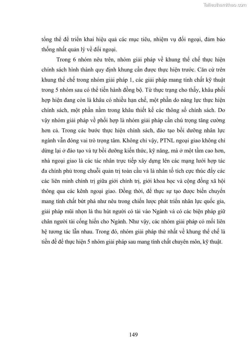 Luận án tiến sĩ chính sách công Thực hiện chính sách phát triển nhân lực ngành Ngoại giao ở Việt Nam hiện nay - 14 Trang 158