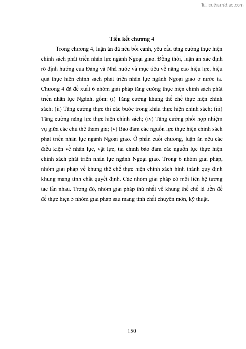 Luận án tiến sĩ chính sách công Thực hiện chính sách phát triển nhân lực ngành Ngoại giao ở Việt Nam hiện nay - 14 Trang 159
