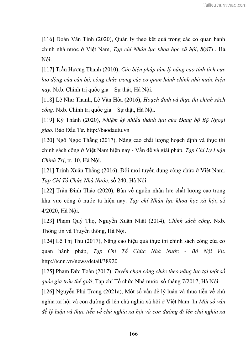 Luận án tiến sĩ chính sách công Thực hiện chính sách phát triển nhân lực ngành Ngoại giao ở Việt Nam hiện nay - 15 Trang 175