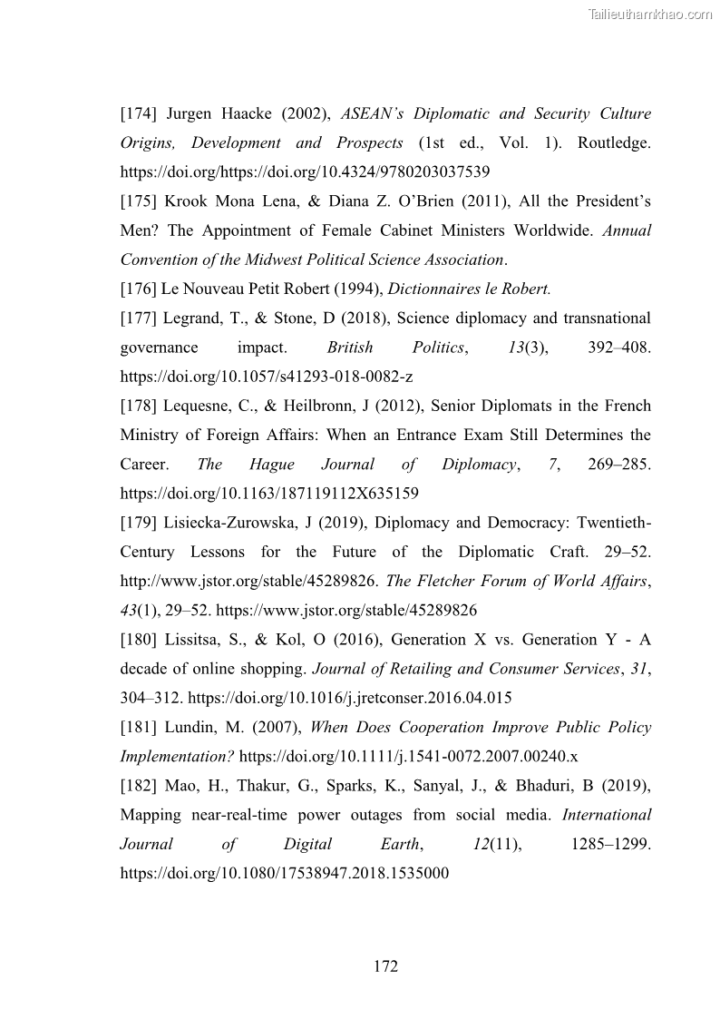 Luận án tiến sĩ chính sách công Thực hiện chính sách phát triển nhân lực ngành Ngoại giao ở Việt Nam hiện nay - 16 Trang 181