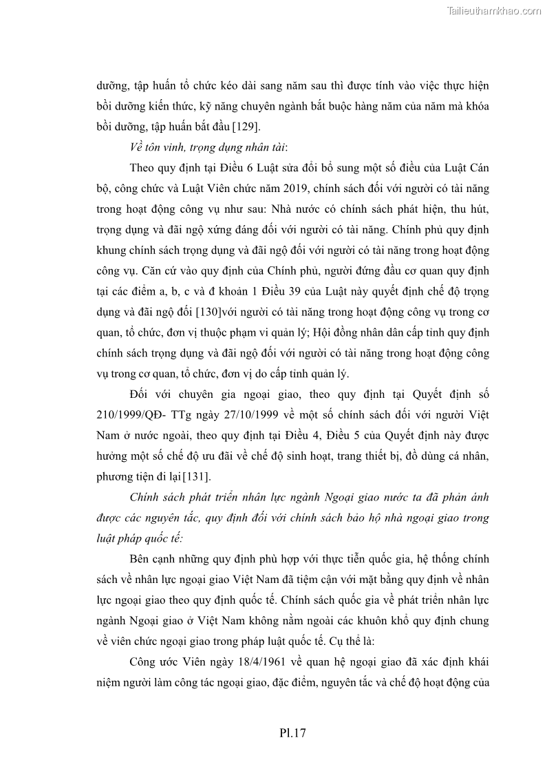Luận án tiến sĩ chính sách công Thực hiện chính sách phát triển nhân lực ngành Ngoại giao ở Việt Nam hiện nay - 17 Trang 202