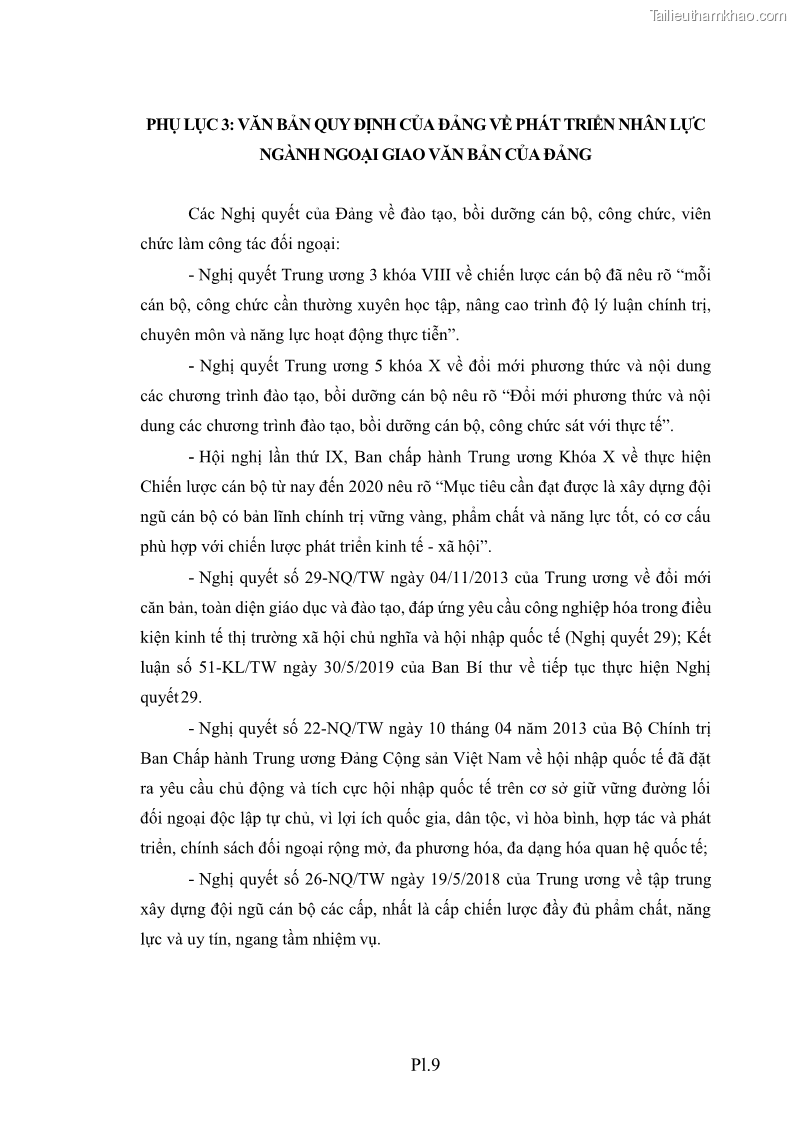 Luận án tiến sĩ chính sách công Thực hiện chính sách phát triển nhân lực ngành Ngoại giao ở Việt Nam hiện nay - 17 Trang 194