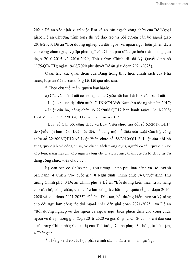 Luận án tiến sĩ chính sách công Thực hiện chính sách phát triển nhân lực ngành Ngoại giao ở Việt Nam hiện nay - 17 Trang 196