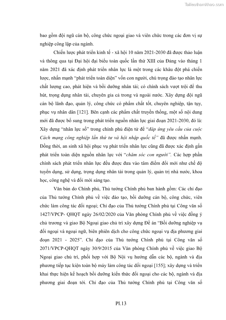 Luận án tiến sĩ chính sách công Thực hiện chính sách phát triển nhân lực ngành Ngoại giao ở Việt Nam hiện nay - 17 Trang 198