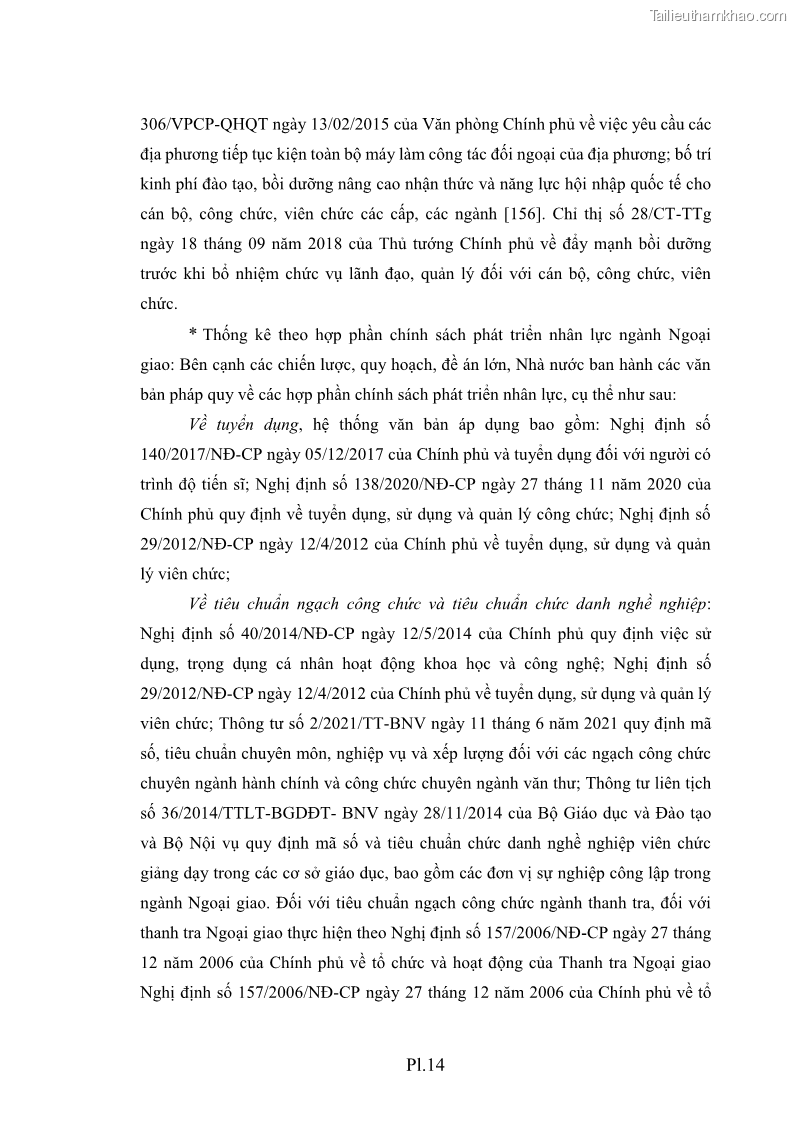 Luận án tiến sĩ chính sách công Thực hiện chính sách phát triển nhân lực ngành Ngoại giao ở Việt Nam hiện nay - 17 Trang 199