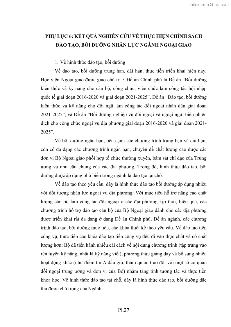 Luận án tiến sĩ chính sách công Thực hiện chính sách phát triển nhân lực ngành Ngoại giao ở Việt Nam hiện nay - 18 Trang 212