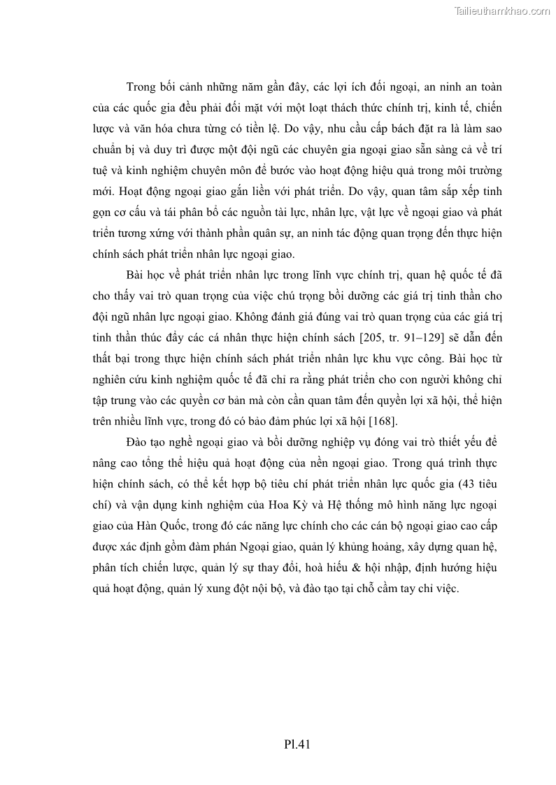 Luận án tiến sĩ chính sách công Thực hiện chính sách phát triển nhân lực ngành Ngoại giao ở Việt Nam hiện nay - 19 Trang 226