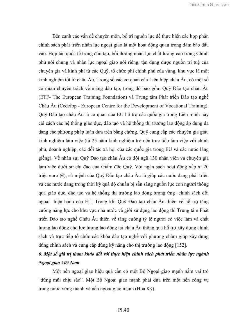 Luận án tiến sĩ chính sách công Thực hiện chính sách phát triển nhân lực ngành Ngoại giao ở Việt Nam hiện nay - 19 Trang 225