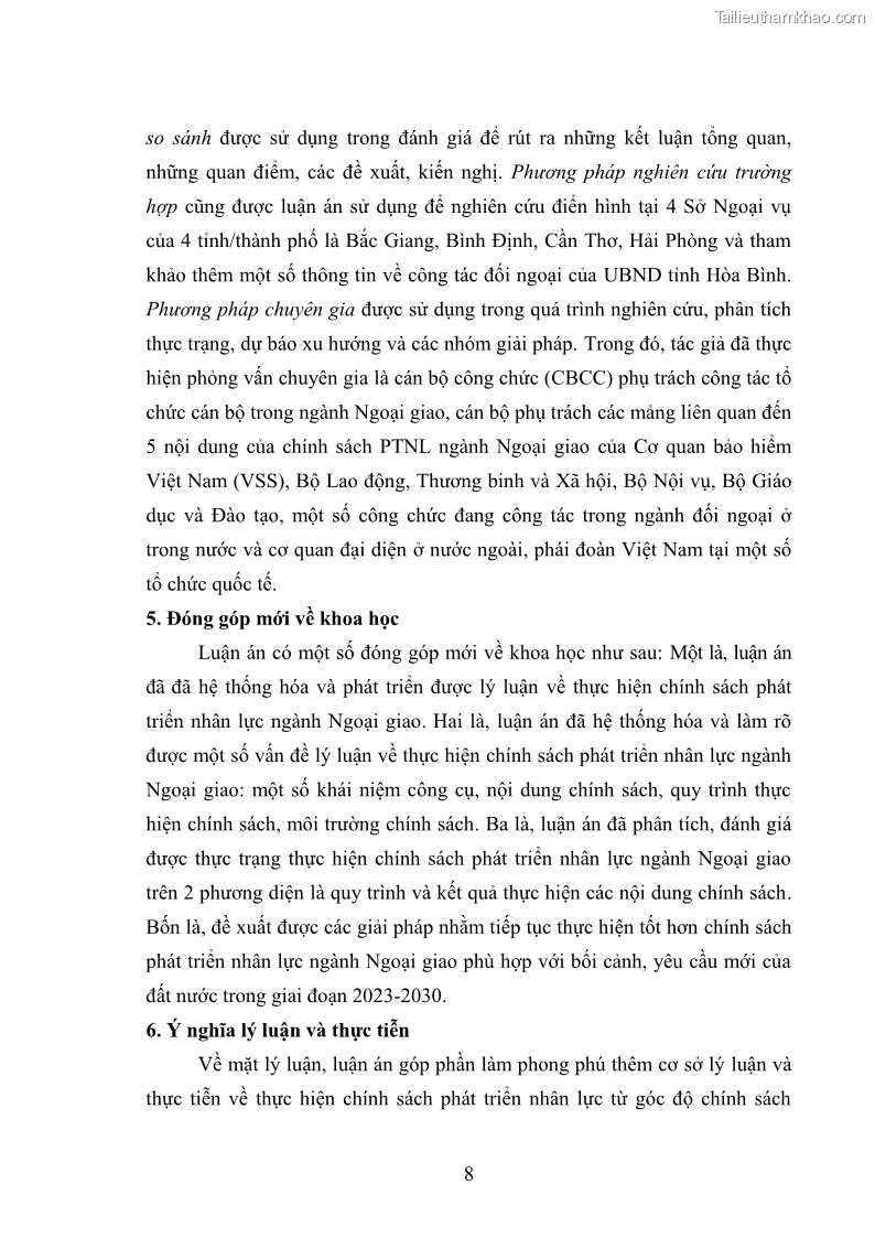 Luận án tiến sĩ chính sách công Thực hiện chính sách phát triển nhân lực ngành Ngoại giao ở Việt Nam hiện nay - 2 Trang 17
