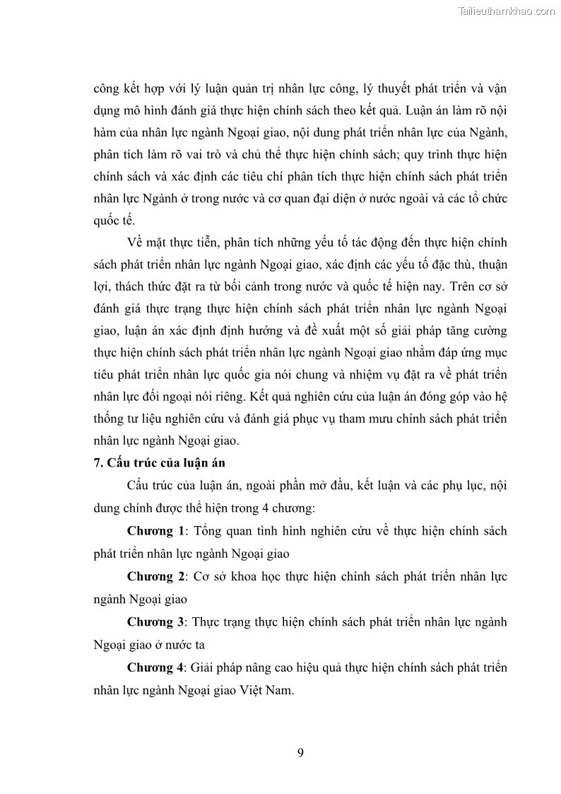 Luận án tiến sĩ chính sách công Thực hiện chính sách phát triển nhân lực ngành Ngoại giao ở Việt Nam hiện nay - 2 Trang 18
