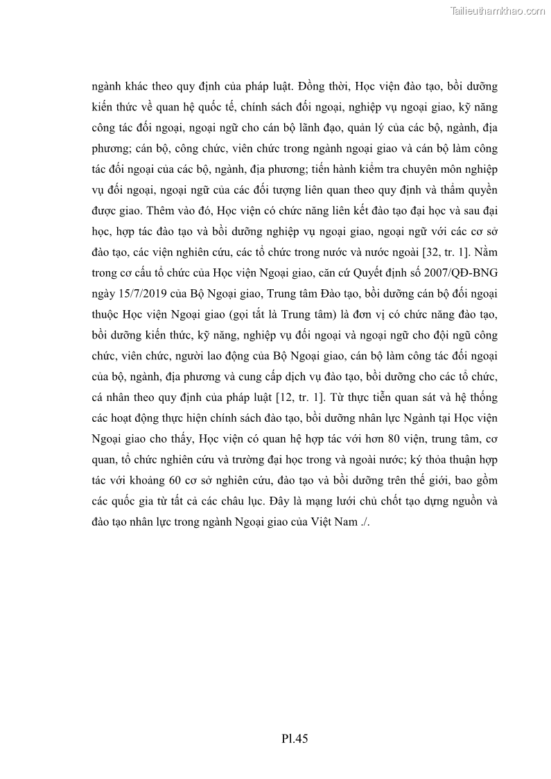 Luận án tiến sĩ chính sách công Thực hiện chính sách phát triển nhân lực ngành Ngoại giao ở Việt Nam hiện nay - 20 Trang 230