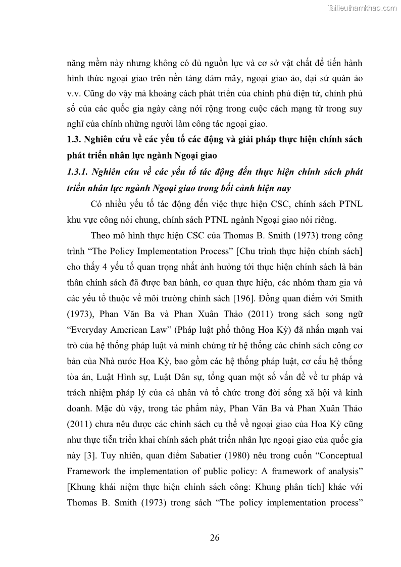 Luận án tiến sĩ chính sách công Thực hiện chính sách phát triển nhân lực ngành Ngoại giao ở Việt Nam hiện nay - 3 Trang 35