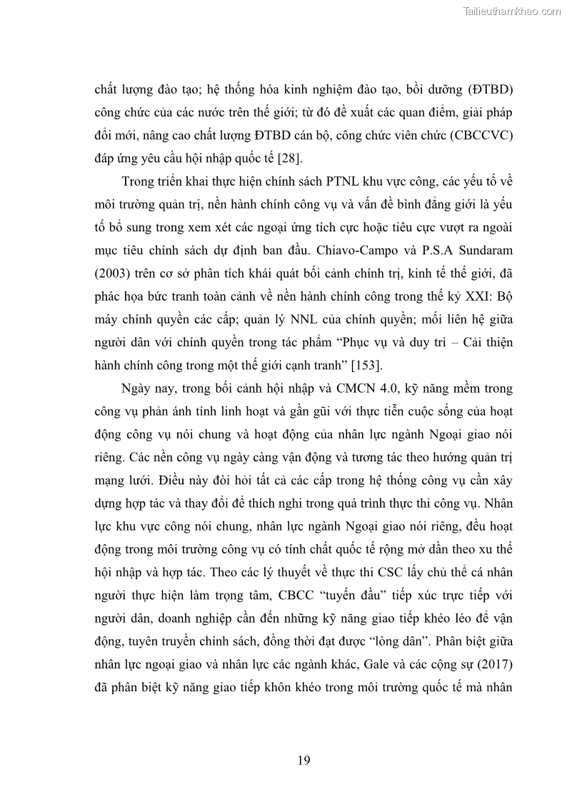Luận án tiến sĩ chính sách công Thực hiện chính sách phát triển nhân lực ngành Ngoại giao ở Việt Nam hiện nay - 3 Trang 28