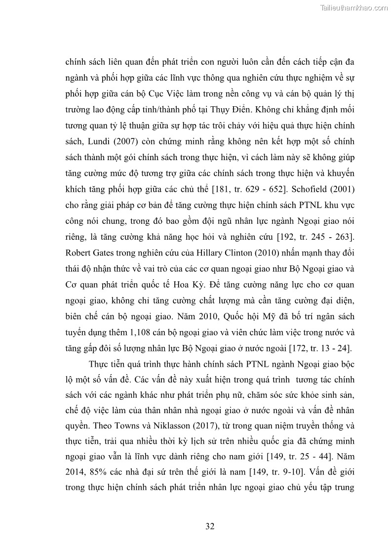 Luận án tiến sĩ chính sách công Thực hiện chính sách phát triển nhân lực ngành Ngoại giao ở Việt Nam hiện nay - 4 Trang 41