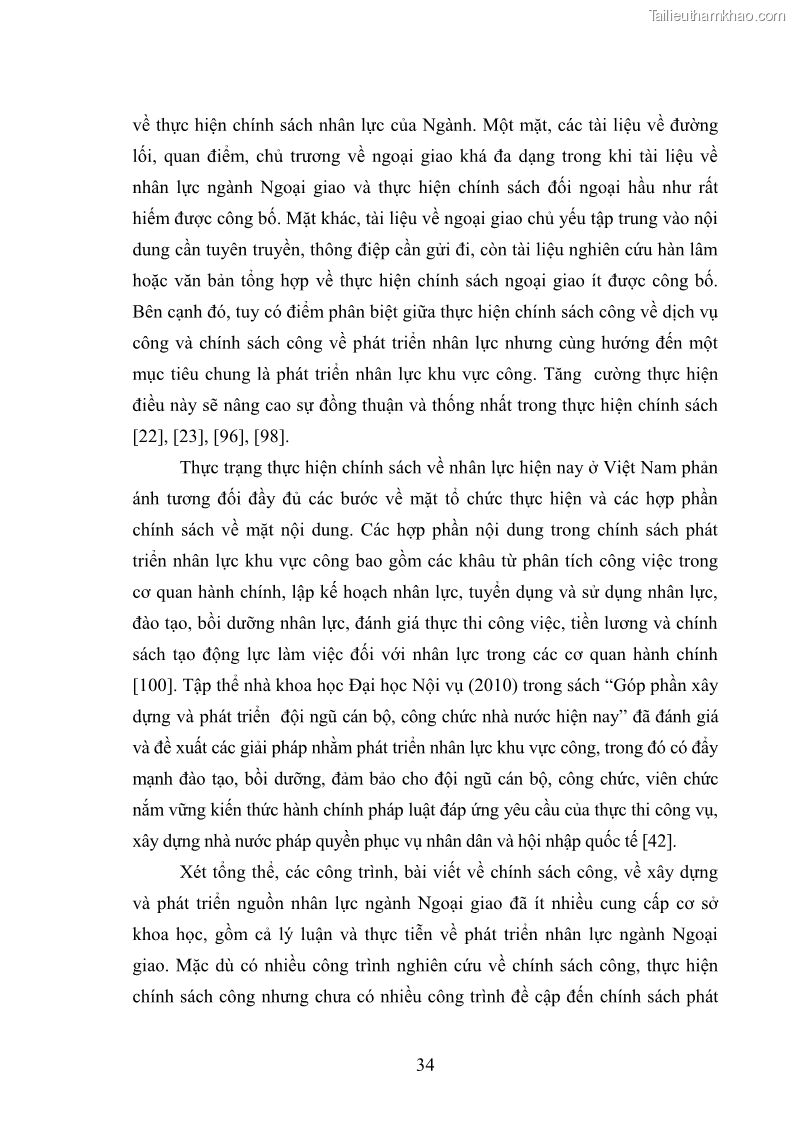 Luận án tiến sĩ chính sách công Thực hiện chính sách phát triển nhân lực ngành Ngoại giao ở Việt Nam hiện nay - 4 Trang 43