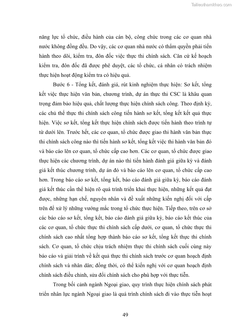 Luận án tiến sĩ chính sách công Thực hiện chính sách phát triển nhân lực ngành Ngoại giao ở Việt Nam hiện nay - 5 Trang 58