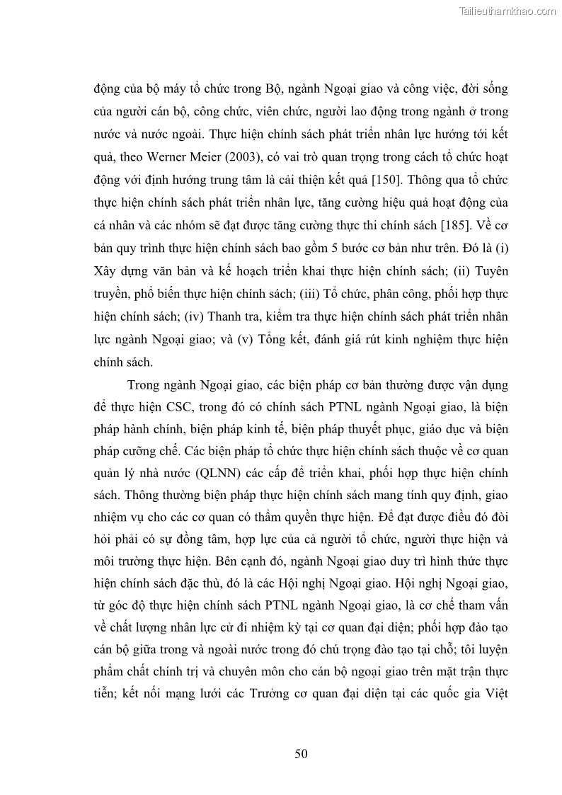 Luận án tiến sĩ chính sách công Thực hiện chính sách phát triển nhân lực ngành Ngoại giao ở Việt Nam hiện nay - 5 Trang 59