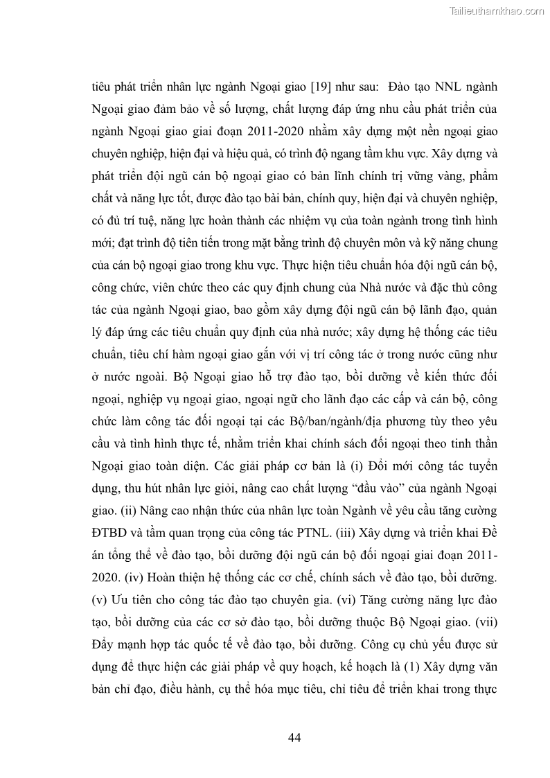 Luận án tiến sĩ chính sách công Thực hiện chính sách phát triển nhân lực ngành Ngoại giao ở Việt Nam hiện nay - 5 Trang 53