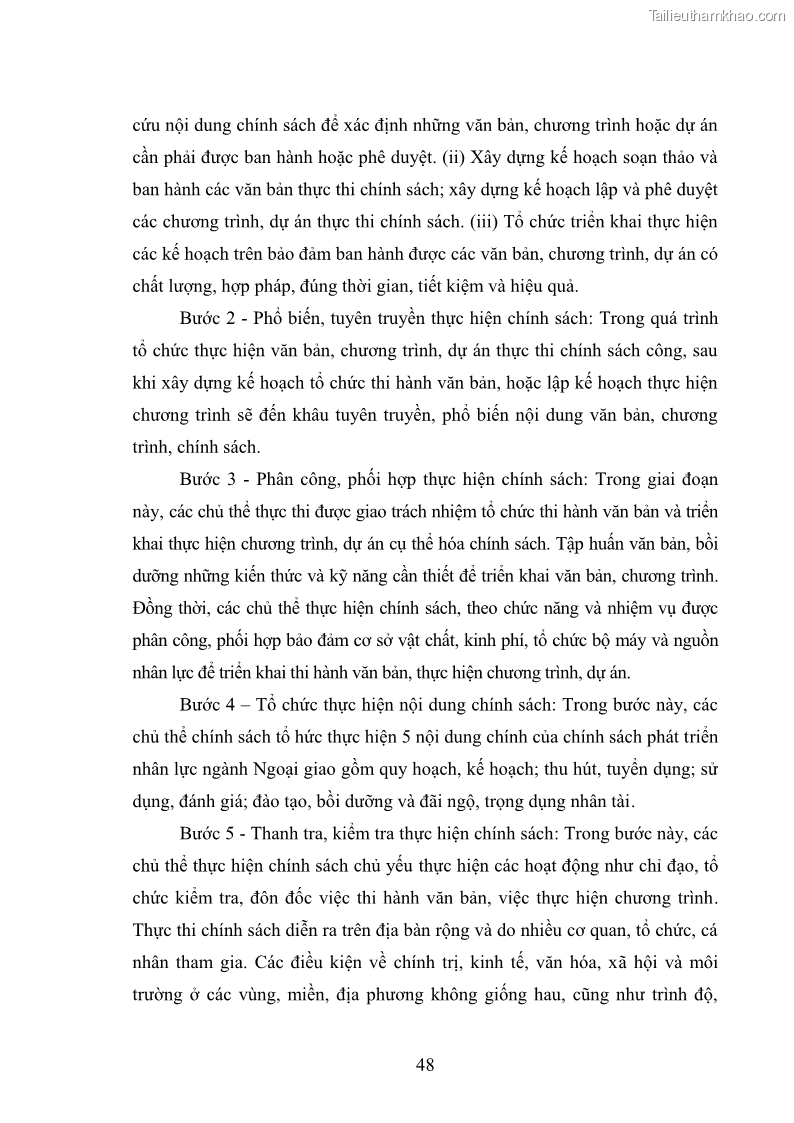 Luận án tiến sĩ chính sách công Thực hiện chính sách phát triển nhân lực ngành Ngoại giao ở Việt Nam hiện nay - 5 Trang 57