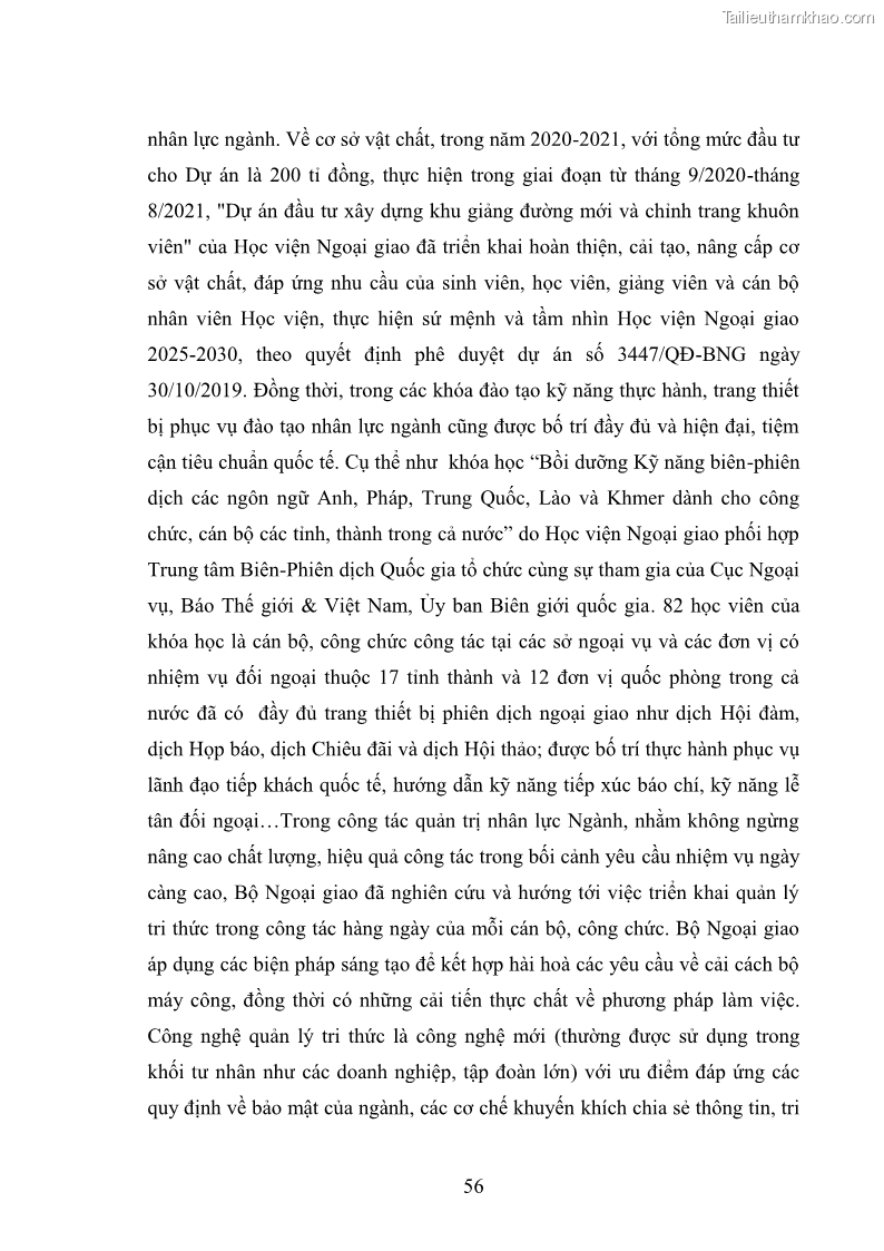 Luận án tiến sĩ chính sách công Thực hiện chính sách phát triển nhân lực ngành Ngoại giao ở Việt Nam hiện nay - 6 Trang 65