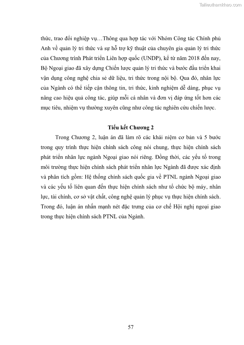 Luận án tiến sĩ chính sách công Thực hiện chính sách phát triển nhân lực ngành Ngoại giao ở Việt Nam hiện nay - 6 Trang 66