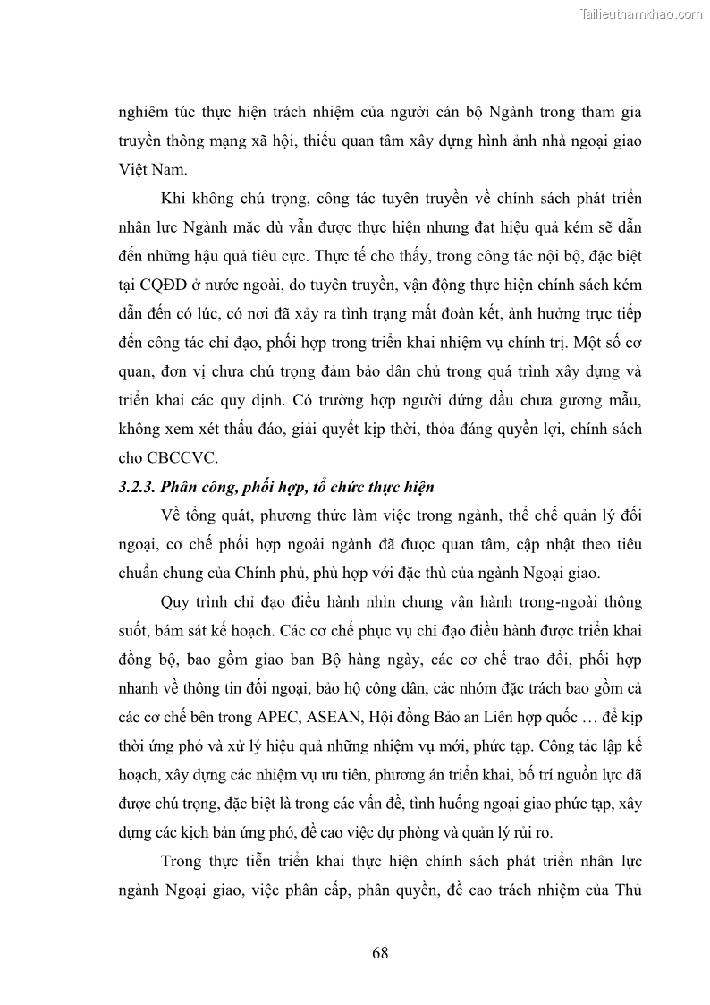 Luận án tiến sĩ chính sách công Thực hiện chính sách phát triển nhân lực ngành Ngoại giao ở Việt Nam hiện nay - 7 Trang 77