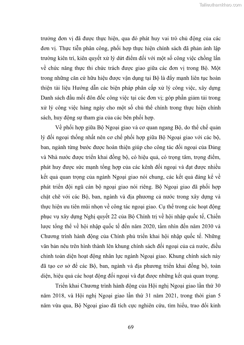 Luận án tiến sĩ chính sách công Thực hiện chính sách phát triển nhân lực ngành Ngoại giao ở Việt Nam hiện nay - 7 Trang 78
