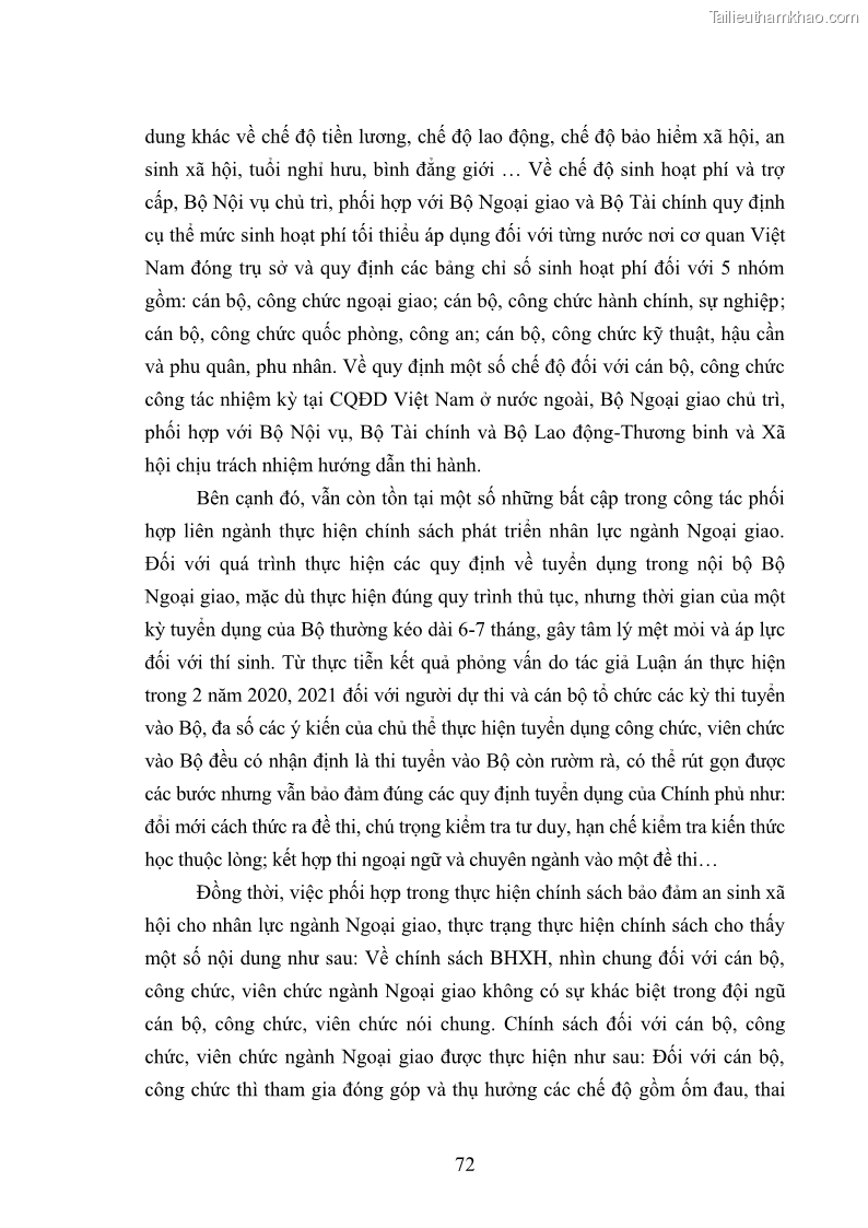 Luận án tiến sĩ chính sách công Thực hiện chính sách phát triển nhân lực ngành Ngoại giao ở Việt Nam hiện nay - 7 Trang 81