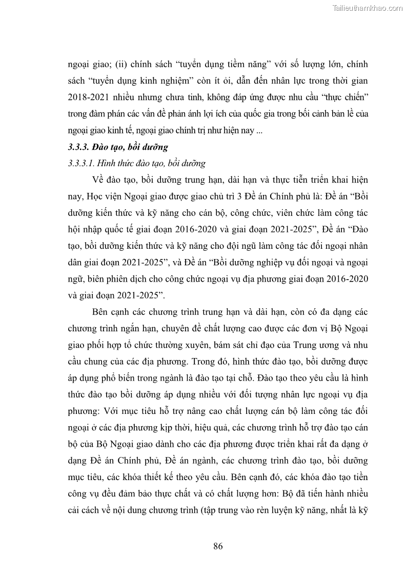 Luận án tiến sĩ chính sách công Thực hiện chính sách phát triển nhân lực ngành Ngoại giao ở Việt Nam hiện nay - 8 Trang 95