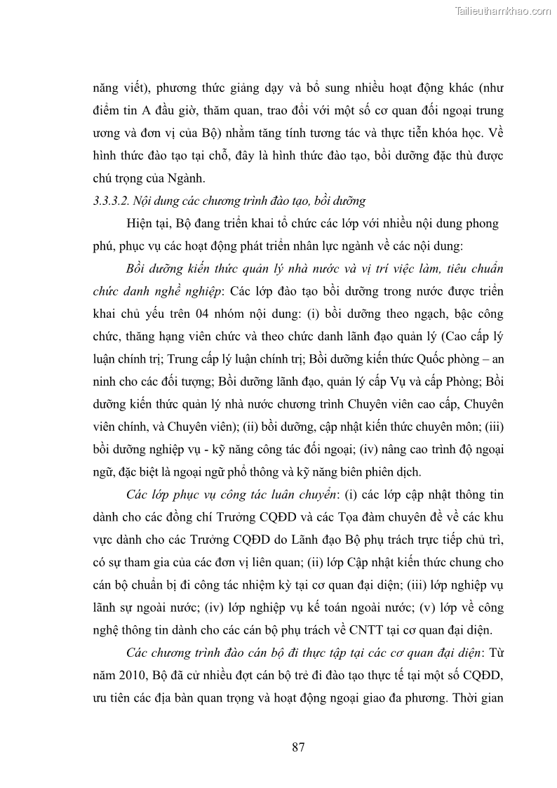 Luận án tiến sĩ chính sách công Thực hiện chính sách phát triển nhân lực ngành Ngoại giao ở Việt Nam hiện nay - 8 Trang 96
