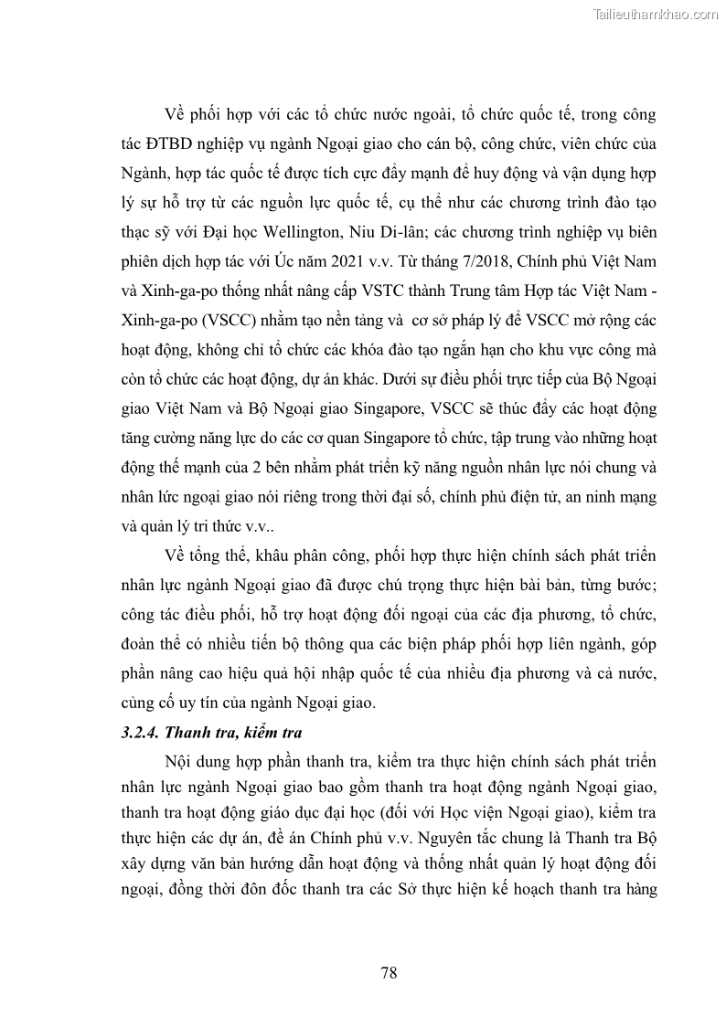 Luận án tiến sĩ chính sách công Thực hiện chính sách phát triển nhân lực ngành Ngoại giao ở Việt Nam hiện nay - 8 Trang 87