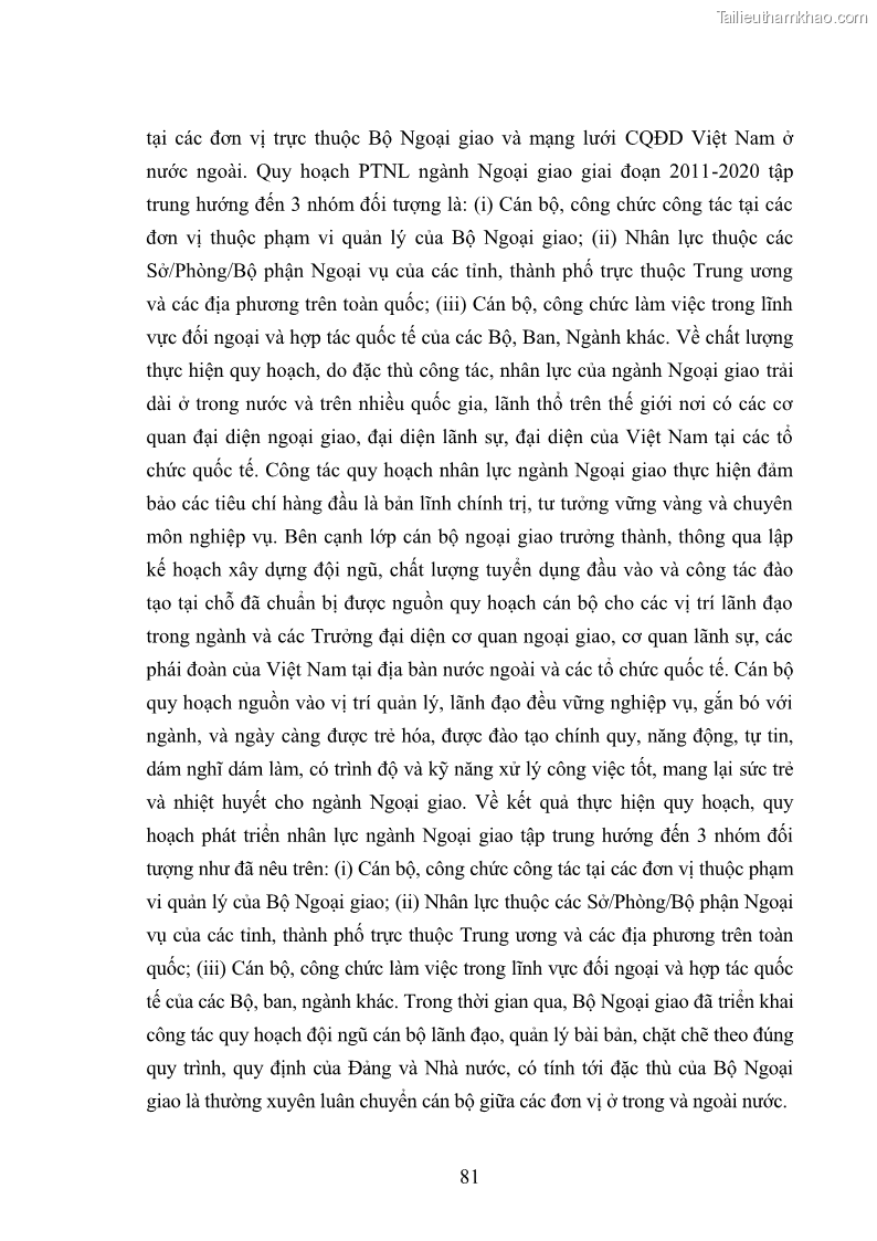 Luận án tiến sĩ chính sách công Thực hiện chính sách phát triển nhân lực ngành Ngoại giao ở Việt Nam hiện nay - 8 Trang 90